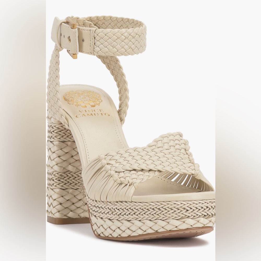 Vince Camuto Women's Beige Braided Platform Sandal